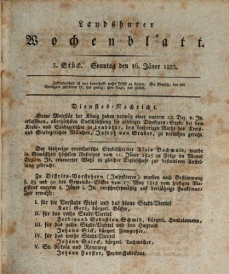 Landshuter Wochenblatt Sonntag 16. Januar 1825