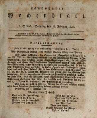 Landshuter Wochenblatt Sonntag 13. Februar 1825