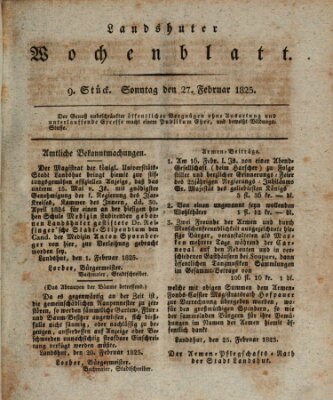 Landshuter Wochenblatt Sonntag 27. Februar 1825