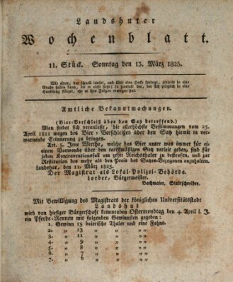 Landshuter Wochenblatt Sonntag 13. März 1825