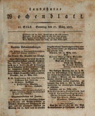 Landshuter Wochenblatt Sonntag 27. März 1825