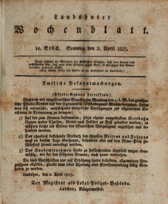 Landshuter Wochenblatt Sonntag 3. April 1825