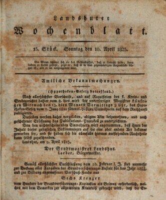 Landshuter Wochenblatt Sonntag 10. April 1825