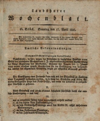 Landshuter Wochenblatt Sonntag 17. April 1825