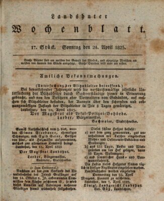 Landshuter Wochenblatt Sonntag 24. April 1825