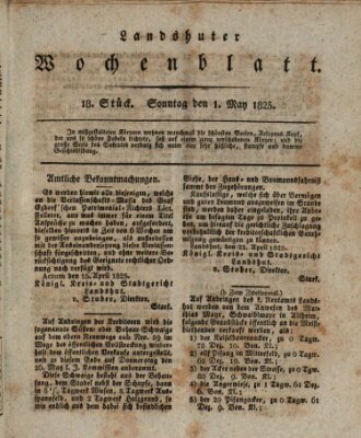 Landshuter Wochenblatt Sonntag 1. Mai 1825