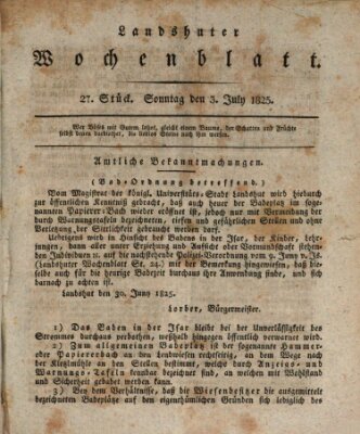 Landshuter Wochenblatt Sonntag 3. Juli 1825