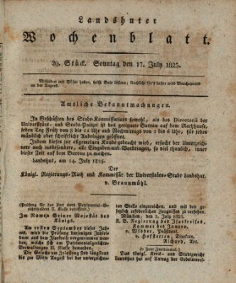 Landshuter Wochenblatt Sonntag 17. Juli 1825