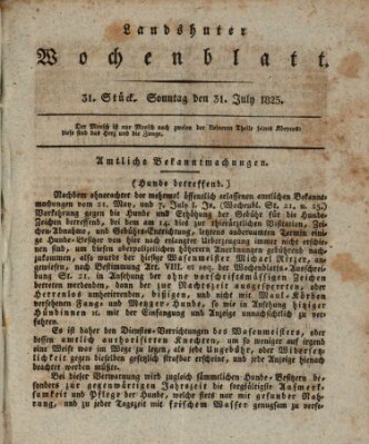 Landshuter Wochenblatt Sonntag 31. Juli 1825