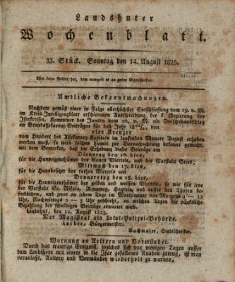 Landshuter Wochenblatt Sonntag 14. August 1825