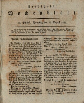 Landshuter Wochenblatt Sonntag 28. August 1825