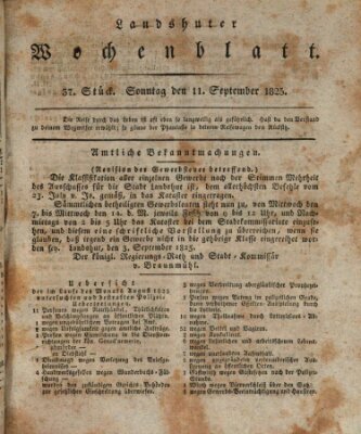 Landshuter Wochenblatt Sonntag 11. September 1825