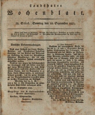 Landshuter Wochenblatt Sonntag 18. September 1825