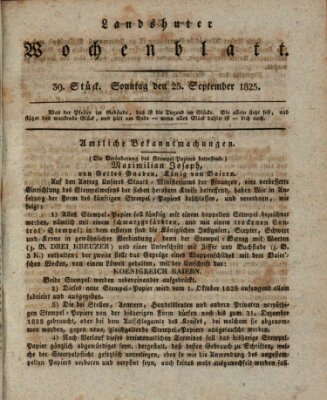 Landshuter Wochenblatt Sonntag 25. September 1825