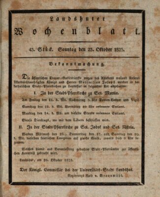 Landshuter Wochenblatt Sonntag 23. Oktober 1825