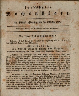 Landshuter Wochenblatt Sonntag 30. Oktober 1825