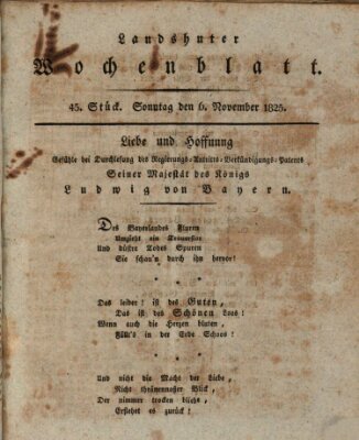 Landshuter Wochenblatt Sonntag 6. November 1825