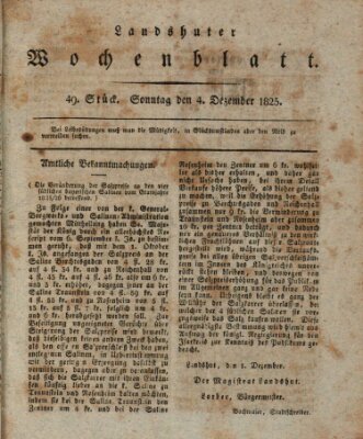 Landshuter Wochenblatt Sonntag 4. Dezember 1825