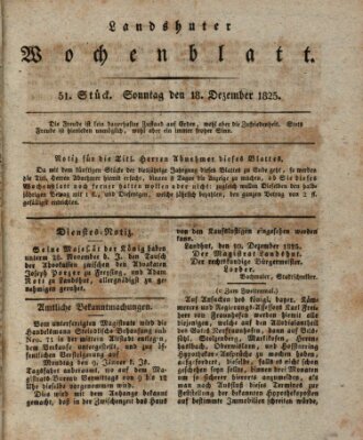 Landshuter Wochenblatt Sonntag 18. Dezember 1825