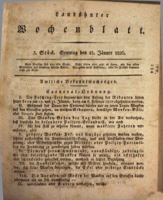 Landshuter Wochenblatt Sonntag 15. Januar 1826