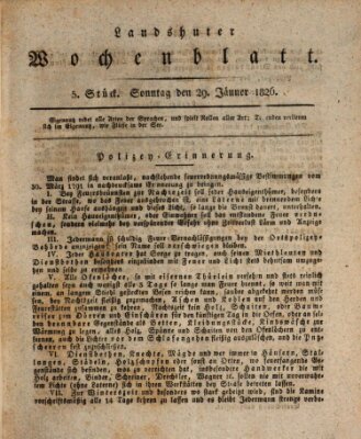 Landshuter Wochenblatt Sonntag 29. Januar 1826