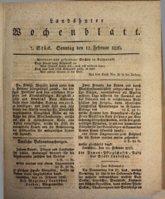 Landshuter Wochenblatt Sonntag 12. Februar 1826