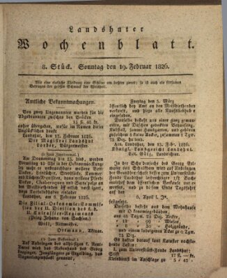 Landshuter Wochenblatt Sonntag 19. Februar 1826