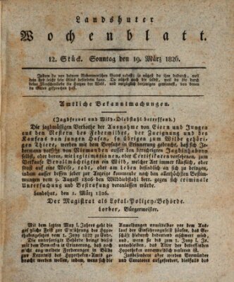 Landshuter Wochenblatt Sonntag 19. März 1826