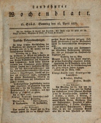 Landshuter Wochenblatt Sonntag 16. April 1826