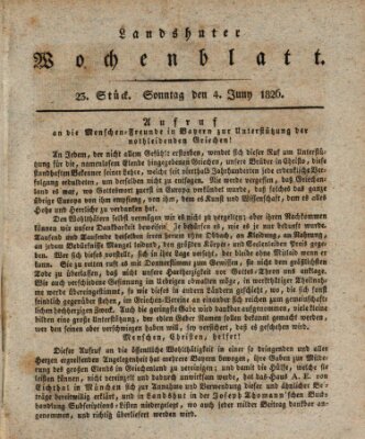 Landshuter Wochenblatt Sonntag 4. Juni 1826