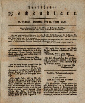 Landshuter Wochenblatt Sonntag 18. Juni 1826