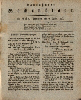 Landshuter Wochenblatt Sonntag 9. Juli 1826