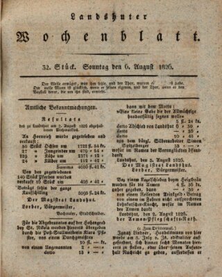 Landshuter Wochenblatt Sonntag 6. August 1826