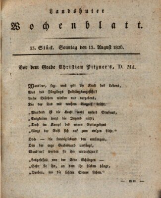 Landshuter Wochenblatt Sonntag 13. August 1826