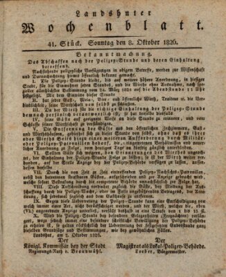 Landshuter Wochenblatt Sonntag 8. Oktober 1826