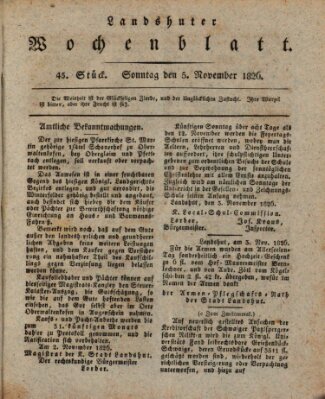 Landshuter Wochenblatt Sonntag 5. November 1826