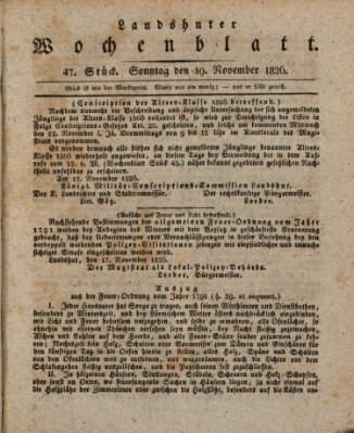 Landshuter Wochenblatt Sonntag 19. November 1826