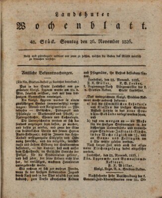 Landshuter Wochenblatt Sonntag 26. November 1826