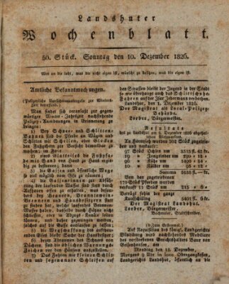 Landshuter Wochenblatt Sonntag 10. Dezember 1826