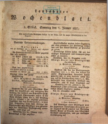 Landshuter Wochenblatt Sonntag 7. Januar 1827