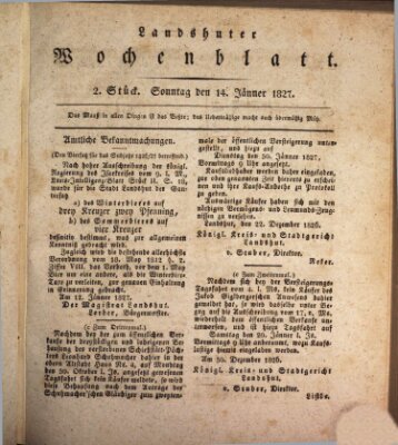 Landshuter Wochenblatt Sonntag 14. Januar 1827