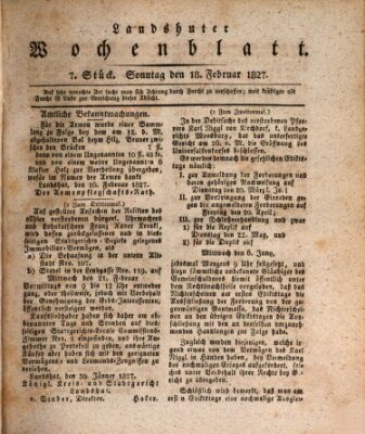 Landshuter Wochenblatt Sonntag 18. Februar 1827