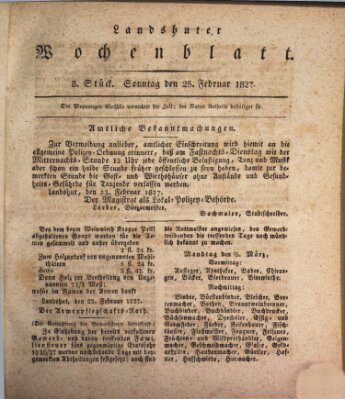 Landshuter Wochenblatt Sonntag 25. Februar 1827