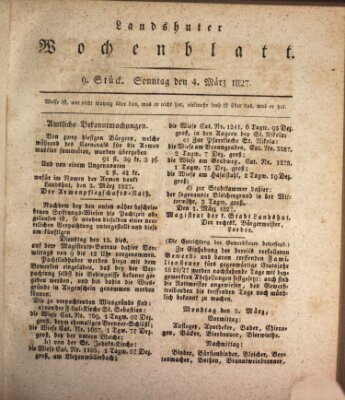 Landshuter Wochenblatt Sonntag 4. März 1827