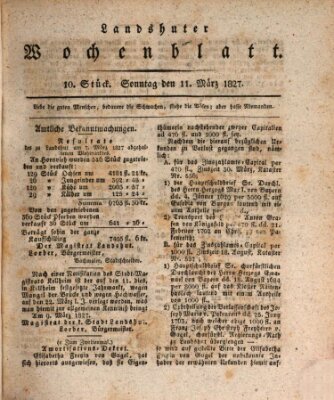 Landshuter Wochenblatt Sonntag 11. März 1827