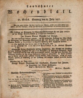 Landshuter Wochenblatt Sonntag 8. Juli 1827