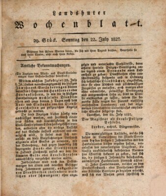 Landshuter Wochenblatt Sonntag 22. Juli 1827