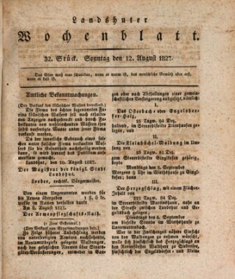 Landshuter Wochenblatt Sonntag 12. August 1827