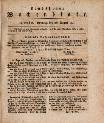 Landshuter Wochenblatt Sonntag 26. August 1827