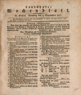 Landshuter Wochenblatt Sonntag 9. September 1827